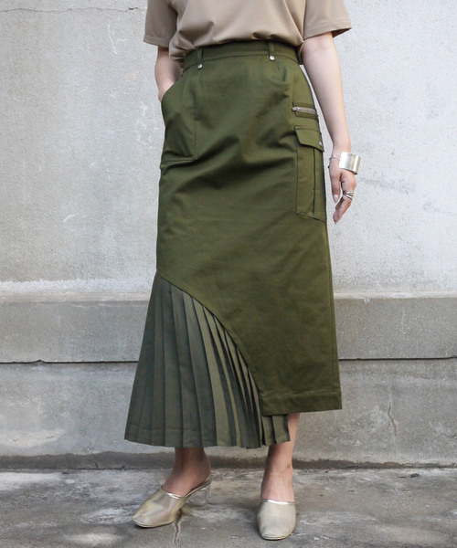 &g'aime（アンジェム）の「【&g'aime】チノプリーツロングタイトスカート（スカート・レディース・カーキ/サンドベージュ・FREE）」の2枚目の写真