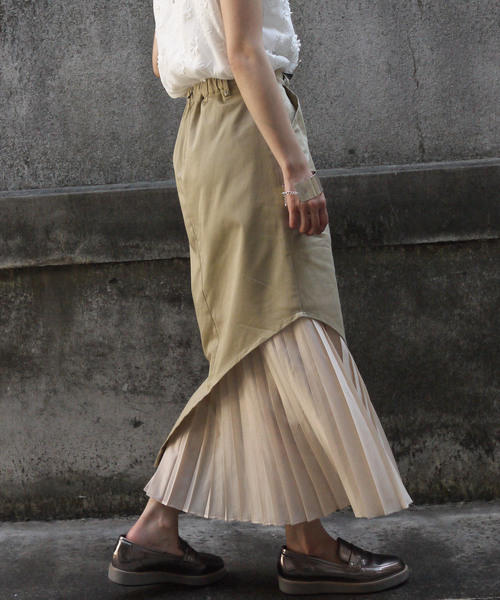 &g'aime（アンジェム）の「【&g'aime】チノプリーツロングタイトスカート（スカート・レディース・カーキ/サンドベージュ・FREE）」の5枚目の写真