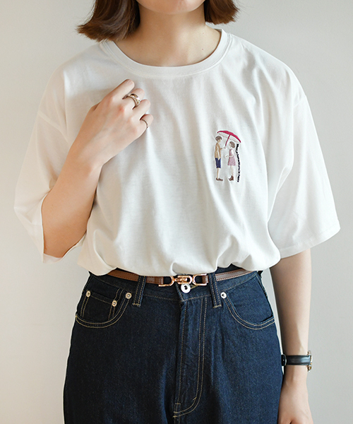 PairPair（ペアペア）の「男の子刺繍ビッグシルエットＴ（Tシャツ/カットソー・メンズ・ブラック/オフホワイト/ホワイト系その他/ホワイト・FREE）」の2枚目の写真