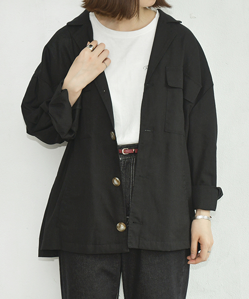 PairPair（ペアペア）の「アサコンCPOジャケット（テーラードジャケット・レディース・ブラック/アイボリー/ライトブラウン・FREE）」の4枚目の写真