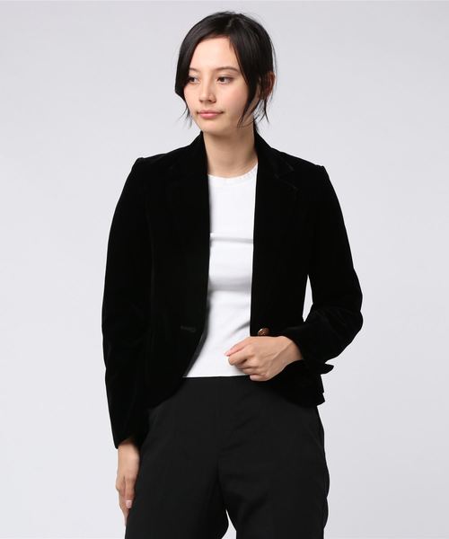 Hub&Spoke(ハブアンドスポーク)の「ベロア1ボタンテーラードジャケット(テーラードジャケット)」|ブラック