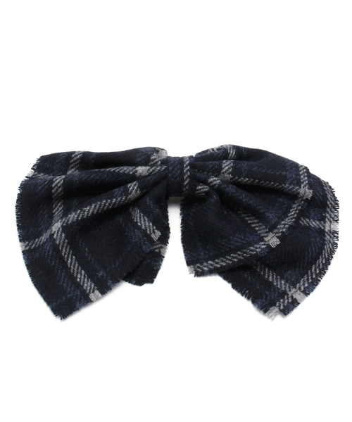 Ray BEAMS（レイビームス）の「Ctrl freak / チェック リボン バレッタ（バレッタ/ヘアクリップ・レディース・ブラック/ブルー/ネイビー・ONE SIZE）」の3枚目の写真