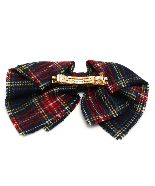 Ray BEAMS（レイビームス）の「Ctrl freak / チェック リボン バレッタ（バレッタ/ヘアクリップ・レディース・ブラック/ブルー/ネイビー・ONE SIZE）」の5枚目の写真