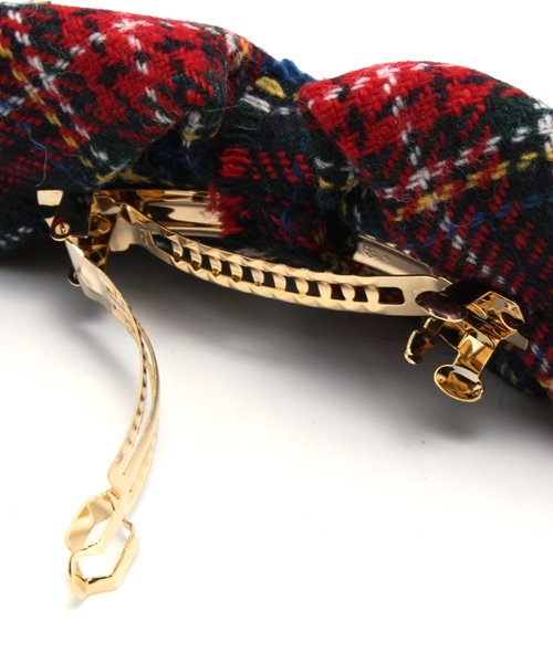 Ray BEAMS（レイビームス）の「Ctrl freak / チェック リボン バレッタ（バレッタ/ヘアクリップ・レディース・ブラック/ブルー/ネイビー・ONE SIZE）」の4枚目の写真