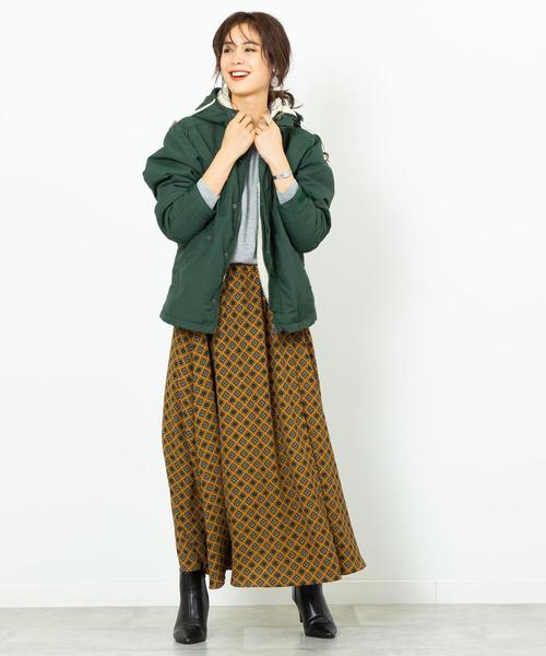 coen(コーエン)の「プリントタックロングスカートⅡ(スカート・レディース・ブラック/マスタード・FREE)」の4枚目の写真