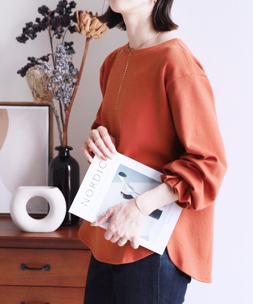 reca（レカ）の「【低身長さんにオススメ！】ふんわりクシュっと！タックスリーブカットソー（Tシャツ/カットソー・レディース・ブラック/ブラウン/ホワイト系その他/グリーン系その他/モカ/アイボリー/ピンク系その他/ベージュ/カーキ/ミント/グレイッシュベージュ/グリーン/マスタード/ブルー/レッド系・FREE/L）」の18枚目の写真