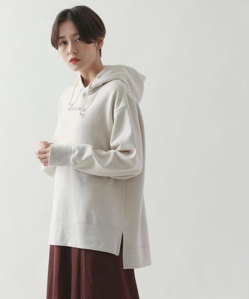 coen（コーエン）の「CVCオーバーロゴフーディプルパーカー（パーカー・レディース・オフホワイト/ネイビー・FREE）」の6枚目の写真