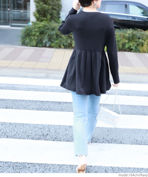 coca（coca）（コカ）の「ウエスト切り替えリブニットソー（ニット/セーター・レディース・ブラック/ネイビー・ONE SIZE）」の3枚目の写真