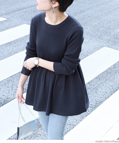 coca（coca）（コカ）の「ウエスト切り替えリブニットソー（ニット/セーター・レディース・ブラック/ネイビー・ONE SIZE）」の10枚目の写真