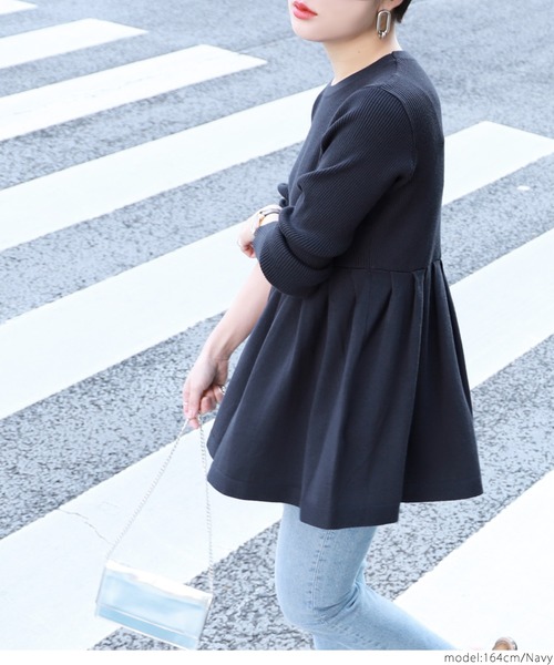 coca（coca）（コカ）の「ウエスト切り替えリブニットソー（ニット/セーター・レディース・ブラック/ネイビー・ONE SIZE）」の11枚目の写真