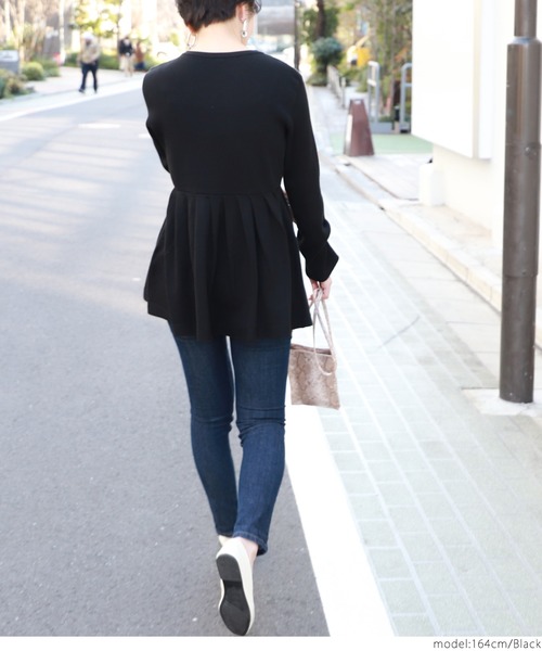 coca（coca）（コカ）の「ウエスト切り替えリブニットソー（ニット/セーター・レディース・ブラック/ネイビー・ONE SIZE）」の12枚目の写真