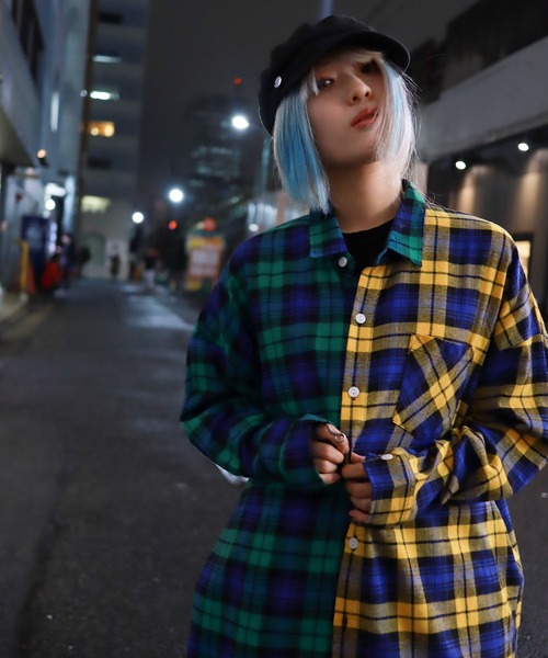 rovtski（ロフトスキー）の「【ビッグシルエット】クレイジーチェックビッグシャツ（シャツ/ブラウス・メンズ・グリーン系その他/イエロー系その他/レッド系その他・FREE）」の2枚目の写真