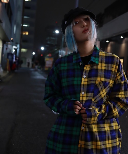 rovtski（ロフトスキー）の「【ビッグシルエット】クレイジーチェックビッグシャツ（シャツ/ブラウス・メンズ・グリーン系その他/イエロー系その他/レッド系その他・FREE）」の7枚目の写真