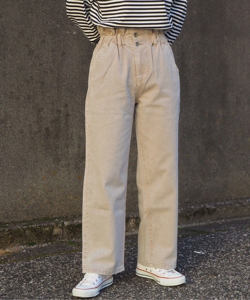 tiptop（ティップトップ）の「[丈が選べる]【web限定アイテム】セミワイドハイウェストデニム（デニムパンツ・レディース・ブラック/ネイビー/サックスブルー/アイボリー/オフホワイト/グリーン/ベージュ/スミクロ・FREE/TALL）」の6枚目の写真