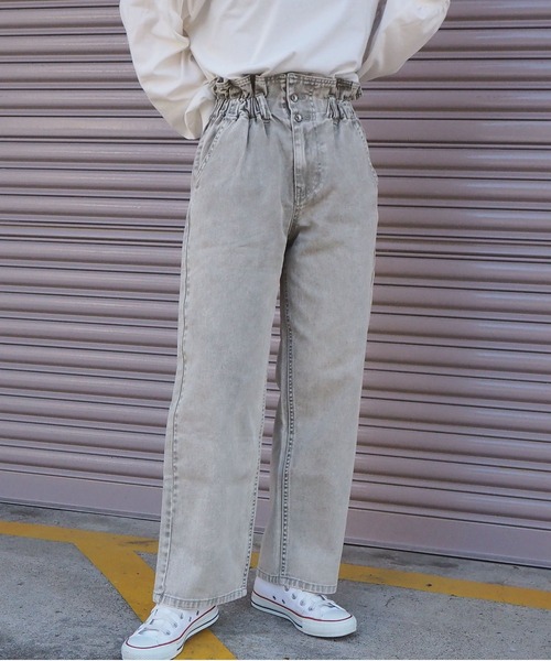 tiptop（ティップトップ）の「[丈が選べる]【web限定アイテム】セミワイドハイウェストデニム（デニムパンツ・レディース・ブラック/ネイビー/サックスブルー/アイボリー/オフホワイト/グリーン/ベージュ/スミクロ・FREE/TALL）」の7枚目の写真