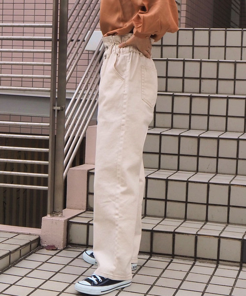 tiptop（ティップトップ）の「[丈が選べる]【web限定アイテム】セミワイドハイウェストデニム（デニムパンツ・レディース・ブラック/ネイビー/サックスブルー/アイボリー/オフホワイト/グリーン/ベージュ/スミクロ・FREE/TALL）」の12枚目の写真