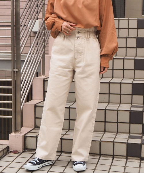 tiptop（ティップトップ）の「[丈が選べる]【web限定アイテム】セミワイドハイウェストデニム（デニムパンツ・レディース・ブラック/ネイビー/サックスブルー/アイボリー/オフホワイト/グリーン/ベージュ/スミクロ・FREE/TALL）」の9枚目の写真