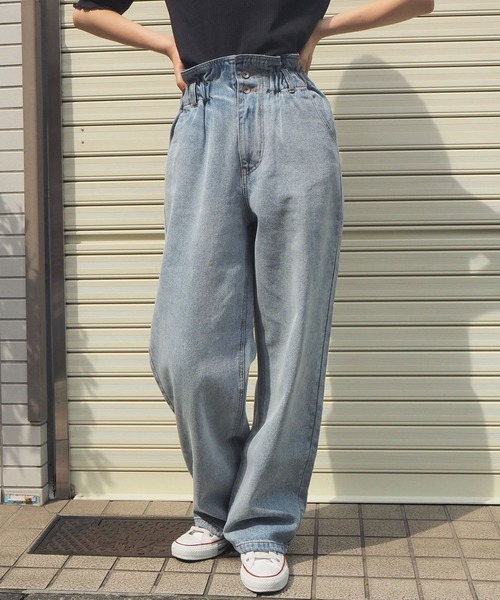 tiptop（ティップトップ）の「[丈が選べる]【web限定アイテム】セミワイドハイウェストデニム（デニムパンツ・レディース・ブラック/ネイビー/サックスブルー/アイボリー/オフホワイト/グリーン/ベージュ/スミクロ・FREE/TALL）」の16枚目の写真