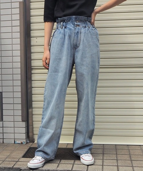 tiptop（ティップトップ）の「[丈が選べる]【web限定アイテム】セミワイドハイウェストデニム（デニムパンツ・レディース・ブラック/ネイビー/サックスブルー/アイボリー/オフホワイト/グリーン/ベージュ/スミクロ・FREE/TALL）」の17枚目の写真