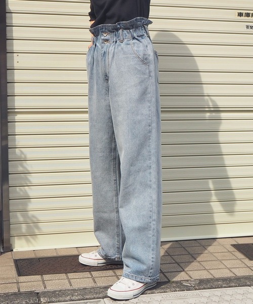 tiptop（ティップトップ）の「[丈が選べる]【web限定アイテム】セミワイドハイウェストデニム（デニムパンツ・レディース・ブラック/ネイビー/サックスブルー/アイボリー/オフホワイト/グリーン/ベージュ/スミクロ・FREE/TALL）」の19枚目の写真