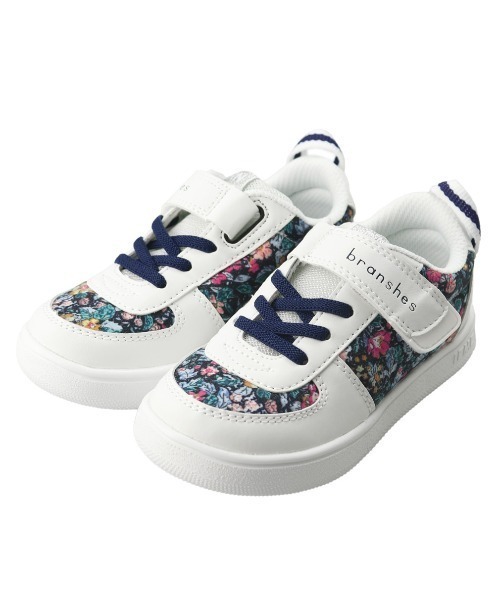 BRANSHES(ブランシェス)の「「IFME Light/イフミーライト」コラボ花柄スニーカー(スニーカー・キッズ・オフホワイト/ネイビー/ピンク/ラベンダー・13cm/13.5cm/14cm/15cm/16cm/17cm/18cm/19cm)」の2枚目の写真