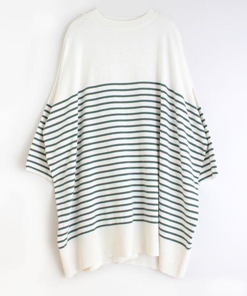 Audition(オーディション)の「K2490 サマーボーダーBIGプルオーバー(Tシャツ/カットソー・レディース・オリーブ/ブルー/ベージュ・MEDIUM)」の8枚目の写真