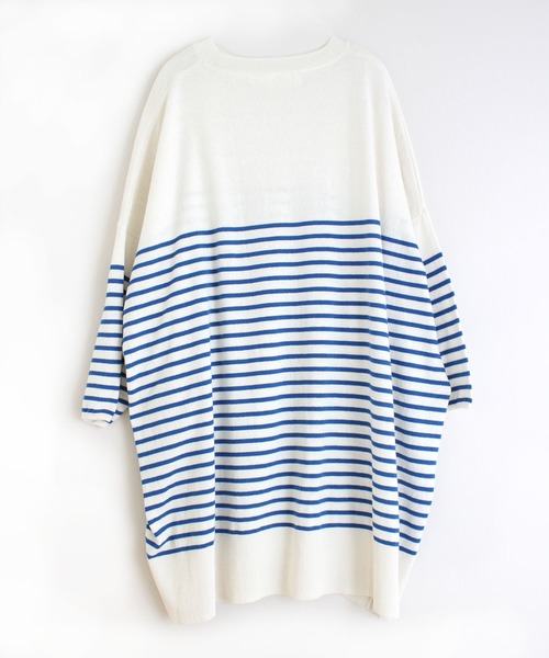 Audition(オーディション)の「K2490 サマーボーダーBIGプルオーバー(Tシャツ/カットソー・レディース・オリーブ/ブルー/ベージュ・MEDIUM)」の5枚目の写真