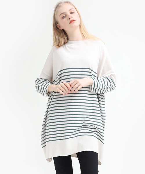 Audition(オーディション)の「K2490 サマーボーダーBIGプルオーバー(Tシャツ/カットソー・レディース・オリーブ/ブルー/ベージュ・MEDIUM)」の17枚目の写真