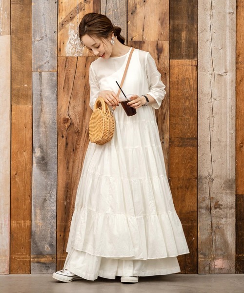 KOBE LETTUCE（コウベレタス）の「【WEARISTA田中亜希子さん×KOBE LETTUCEコラボ】インド綿ティアードチュニック&ワンピース（ワンピース・レディース・ブラック/ブラック系その他/モカ/ホワイト系その他/グリーン系その他/ミント/ホワイト系その他2/ブラウン系その他・1/2）」の3枚目の写真