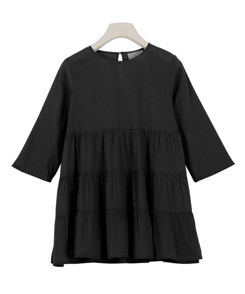 KOBE LETTUCE（コウベレタス）の「【WEARISTA田中亜希子さん×KOBE LETTUCEコラボ】インド綿ティアードチュニック&ワンピース（ワンピース・レディース・ブラック/ブラック系その他/モカ/ホワイト系その他/グリーン系その他/ミント/ホワイト系その他2/ブラウン系その他・1/2）」の4枚目の写真