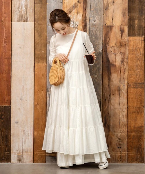 KOBE LETTUCE（コウベレタス）の「【WEARISTA田中亜希子さん×KOBE LETTUCEコラボ】インド綿ティアードチュニック&ワンピース（ワンピース・レディース・ブラック/ブラック系その他/モカ/ホワイト系その他/グリーン系その他/ミント/ホワイト系その他2/ブラウン系その他・1/2）」の17枚目の写真