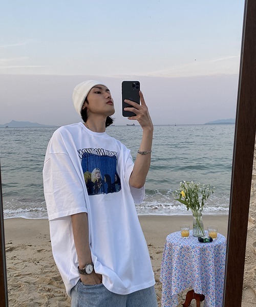 MASONPRINCE（メイソンプリンス）の「ビッグシルエットヴィンテージ加工オマージュプリントロックTシャツ DT2090 【MASONPRINCE】（Tシャツ/カットソー・メンズ・ダークグレー/グレー/ホワイト・L/M/S/XL）」の9枚目の写真