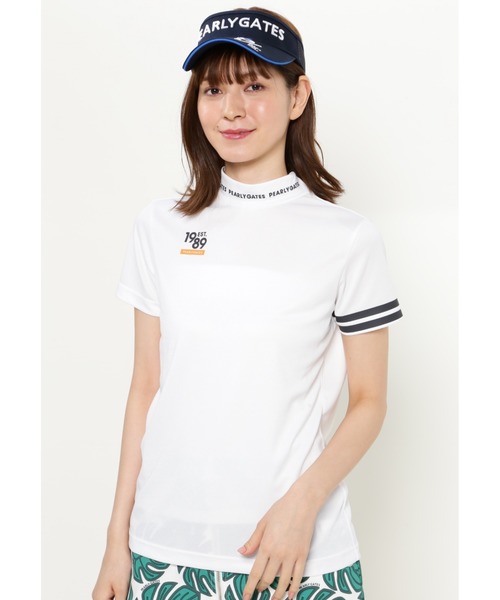 PEARLY GATES(パーリーゲイツ)の「【PEARLY GATES】ドライタッチ 半袖 ハイネック カットソー(Tシャツ/カットソー)」|ホワイト