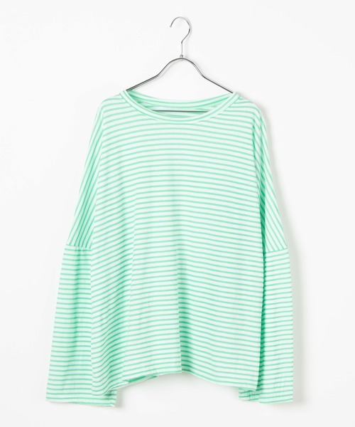 DING（ディング）の「DING/【2点セット】ボーダーカットルームウェア（ルームウェア/パジャマ・レディース・ブラック/グリーン・FREE）」の11枚目の写真