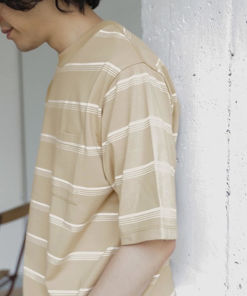 URBAN RESEARCH DOORS(アーバンリサーチドアーズ)の「UR TECH マルチボーダー Tシャツ(Tシャツ/カットソー・メンズ・ブラック/ベージュ/ブルー・40/38)」の1枚目の写真