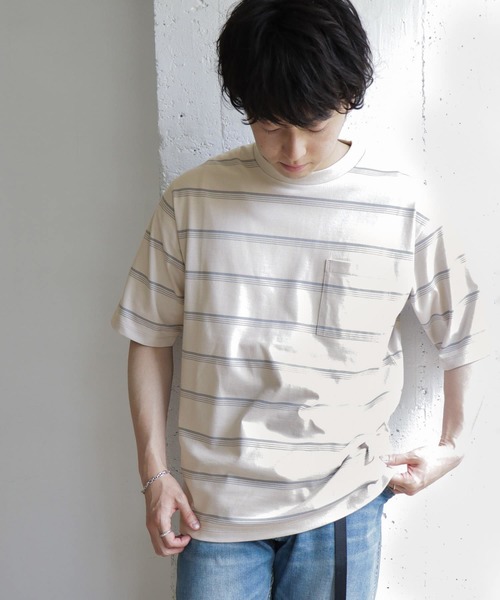 URBAN RESEARCH DOORS(アーバンリサーチドアーズ)の「UR TECH マルチボーダー Tシャツ(Tシャツ/カットソー・メンズ・ブラック/ベージュ/ブルー・40/38)」の3枚目の写真