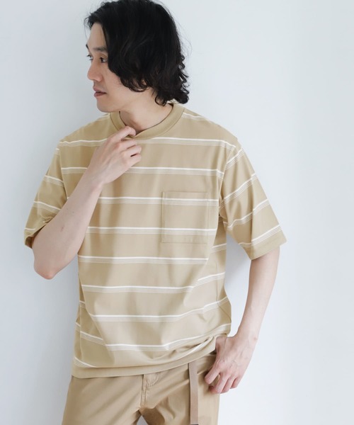 URBAN RESEARCH DOORS(アーバンリサーチドアーズ)の「UR TECH マルチボーダー Tシャツ(Tシャツ/カットソー・メンズ・ブラック/ベージュ/ブルー・40/38)」の6枚目の写真