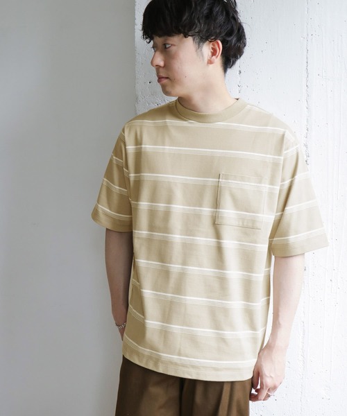 URBAN RESEARCH DOORS(アーバンリサーチドアーズ)の「UR TECH マルチボーダー Tシャツ(Tシャツ/カットソー・メンズ・ブラック/ベージュ/ブルー・40/38)」の18枚目の写真
