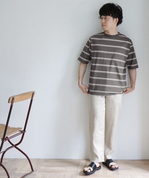 URBAN RESEARCH DOORS(アーバンリサーチドアーズ)の「UR TECH マルチボーダー Tシャツ(Tシャツ/カットソー・メンズ・ブラック/ベージュ/ブルー・40/38)」の7枚目の写真