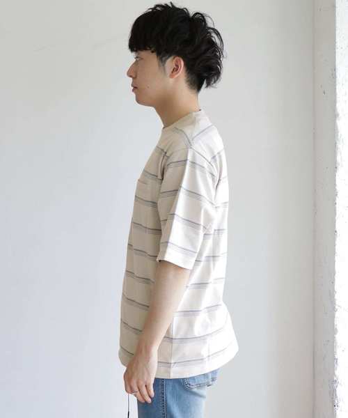 URBAN RESEARCH DOORS(アーバンリサーチドアーズ)の「UR TECH マルチボーダー Tシャツ(Tシャツ/カットソー・メンズ・ブラック/ベージュ/ブルー・40/38)」の12枚目の写真