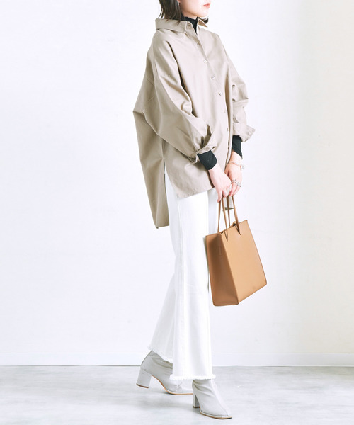 Fizz（フィズ）の「【Fizz/フィズ】　ボリューム袖　オーバーサイズツイルシャツ（シャツ/ブラウス・レディース・オフホワイト/ベージュ/カーキ・M）」の4枚目の写真