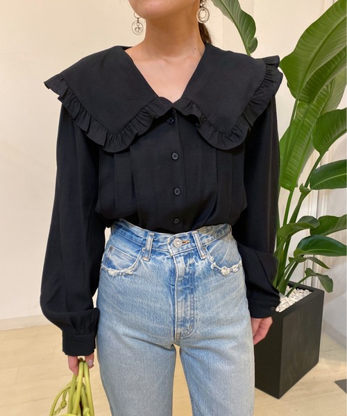 Eimee Law（エイミーロウ）の「フリルビックカラーBL（シャツ/ブラウス・レディース・オフホワイト/ブラック・38）」の2枚目の写真