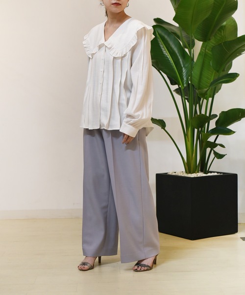 Eimee Law（エイミーロウ）の「フリルビックカラーBL（シャツ/ブラウス・レディース・オフホワイト/ブラック・38）」の3枚目の写真