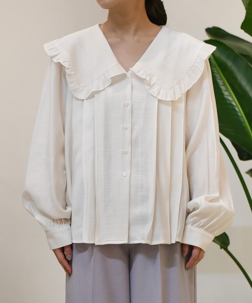 Eimee Law（エイミーロウ）の「フリルビックカラーBL（シャツ/ブラウス・レディース・オフホワイト/ブラック・38）」の6枚目の写真