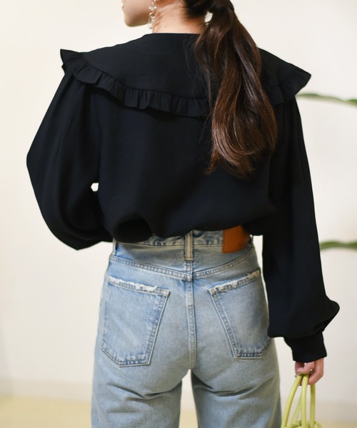 Eimee Law（エイミーロウ）の「フリルビックカラーBL（シャツ/ブラウス・レディース・オフホワイト/ブラック・38）」の11枚目の写真