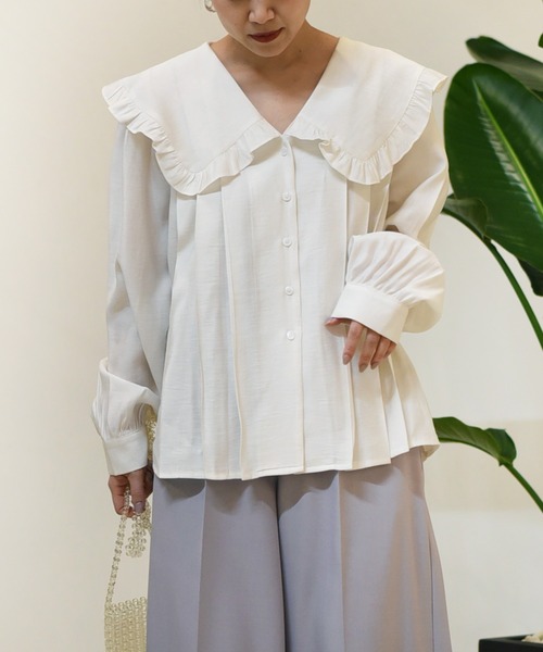 Eimee Law（エイミーロウ）の「フリルビックカラーBL（シャツ/ブラウス・レディース・オフホワイト/ブラック・38）」の18枚目の写真