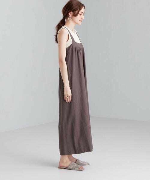 green label relaxing(グリーンレーベルリラクシング)の「CFC Li/Ry ギャザー オールインワン(つなぎ/オールインワン・レディース・ブラック/ナチュラル/ダークブラウン・FREE)」の5枚目の写真