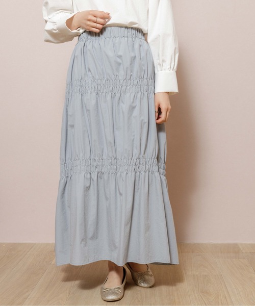 flower(フラワー)の「フューリーギャザースカート(スカート・レディース・ブルー/アイボリー・FREE)」の1枚目の写真