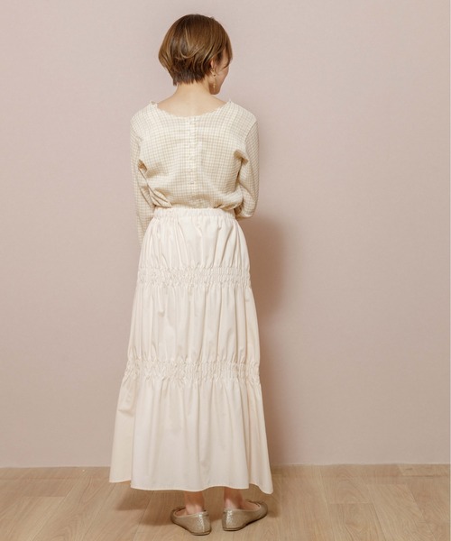 flower(フラワー)の「フューリーギャザースカート(スカート・レディース・ブルー/アイボリー・FREE)」の7枚目の写真