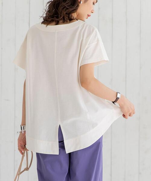 ハリヌキサッカーサテン切り替えバックスリットtシャツ レディース Women Coen コーエン 公式ファッション通販